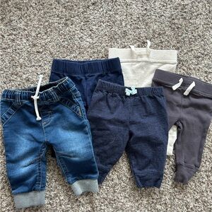 0-3 Month Assorted Color Bottoms Set of 5